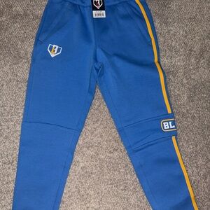 Blue Men's Athletic Jogger Pants with Yellow Stripe - BLU Brand